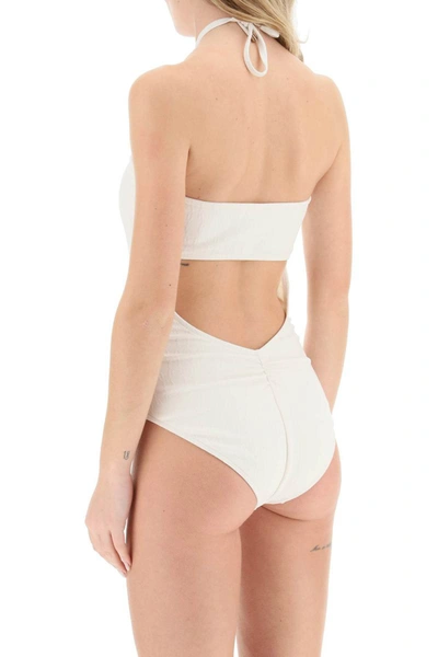 Shop Agnona Chain Logo One-piece Swimsuit In White