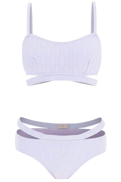 Shop Agnona Chain Logo Set Bikini In Purple