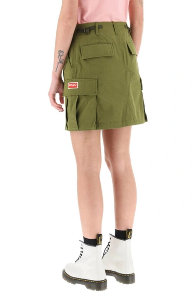 Shop Kenzo Cargo Cotton Mini Skirt In Green