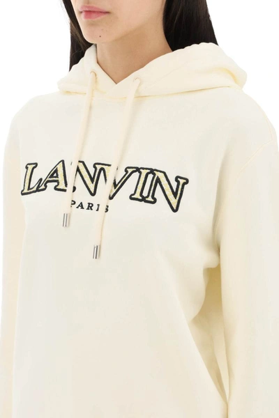Shop Lanvin Curb Logo Hoodie In White