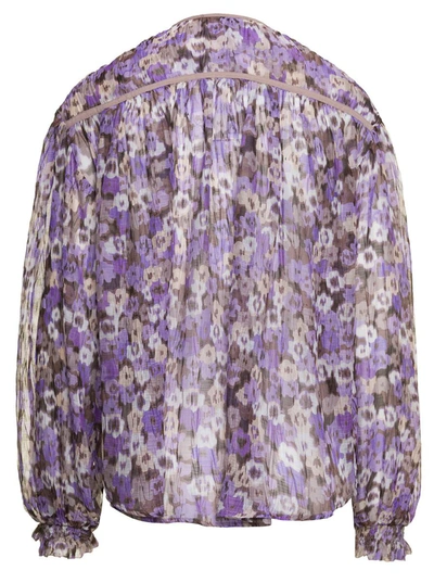 Shop Sabina Musayev 'atara' Purple Blosue With All-over Floreal Print In Polyester Woman In Violet
