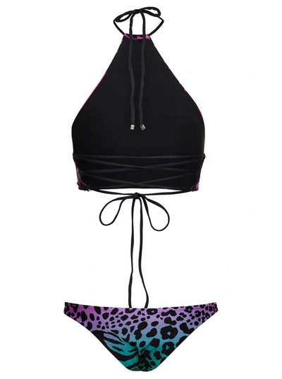 Shop Attico Animal-print Bikini Set In Fuchsia Technical Fabric Woman In Multicolor