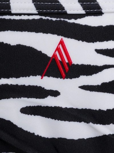 Shop Attico One-shoulder Bikini Set With All-over Zebra Print In Technical Fabric Woman In White/black