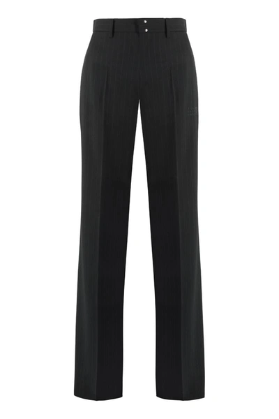 Shop Mm6 Maison Margiela Wool Blend Trousers In Black