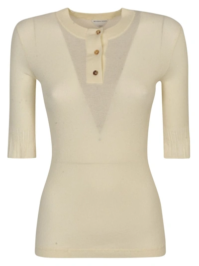 Bottega Veneta Slim-fit Plain Knit Top In Chalk