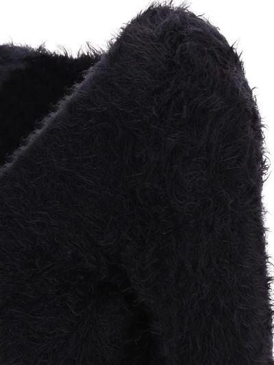 Shop Ambush "fur Knit Crop" Cardigan In Black