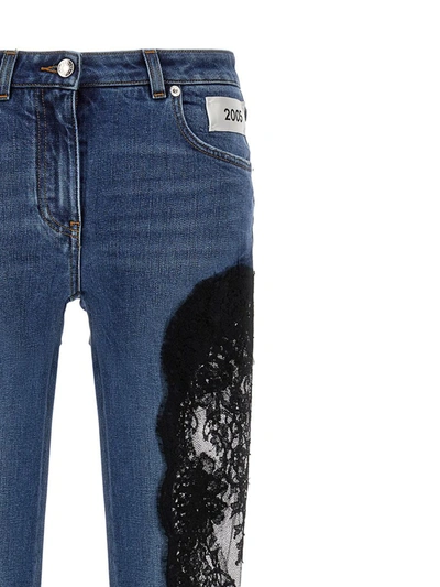 Shop Dolce & Gabbana Lace Insert Jeans In Blue