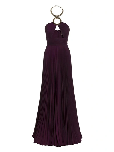 Shop Elie Saab Cut Out Necklace Dress In Purple