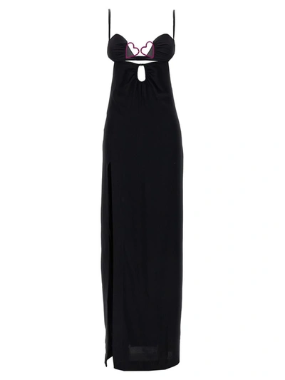 Shop Nensi Dojaka 'heart Bra' Long Dress In Black