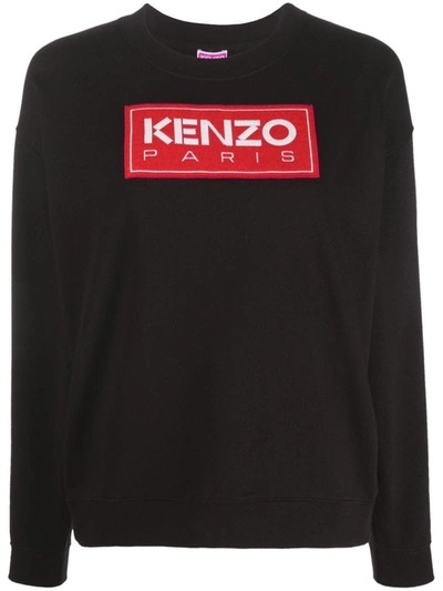 Kenzo Logo Cotton Sweatshirt In 99j Black