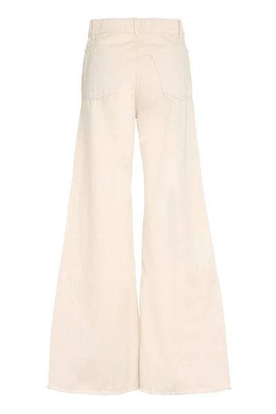 Shop Mother Of Pearl Chloe High-waist Wide-leg Jeans In Ecru