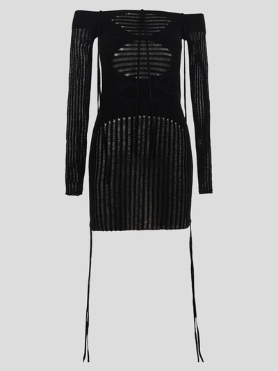 Andrea Adamo Andreādamo Knit Ribbed Mini Dress In Black