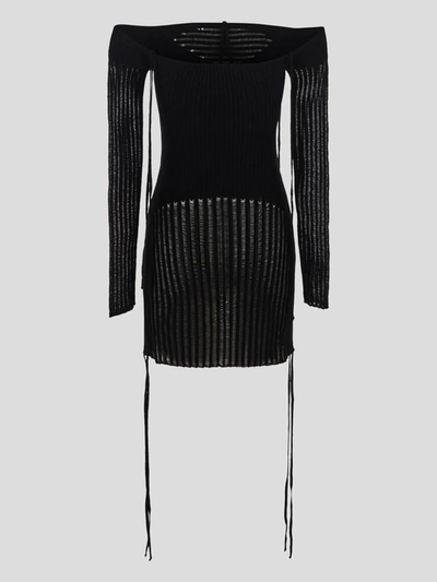 Andrea Adamo Andreādamo Knit Ribbed Mini Dress In Black