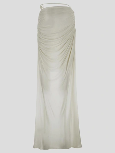 Shop Andrea Adamo Andreadamo Long Skirt In <p>andreadamo Long Skirt In Ivory Viscose With Low Waist