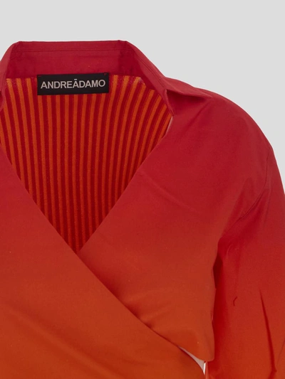 Shop Andrea Adamo Andreadamo Sex On The Beach Shirt Top In <p>andreadamo Cropped Shirt Top In Sex On The Beach Cotton With Orange And Hit Pink Ribbed Details O