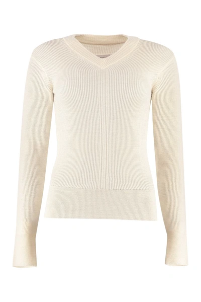 Shop Maison Margiela Ribbed Sweater In White