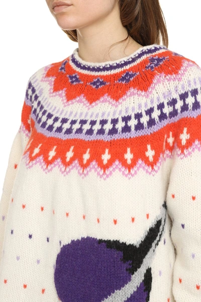 Shop Msgm Crew-neck Wool Sweater In Multicolor