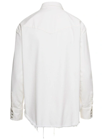 Shop Washington Dee Cee White Denim Shirt With Stud Embellishment In Cotton Woman