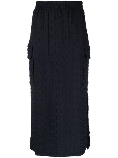 Sunnei Blue Gonna Midi Logo All Over In Blue