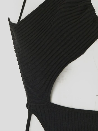 Shop Andrea Adamo Andreadamo Bodysuit In <p>andreadamo Ribbed Knit Bodysuit In Black Viscose With Cut-out Detail
