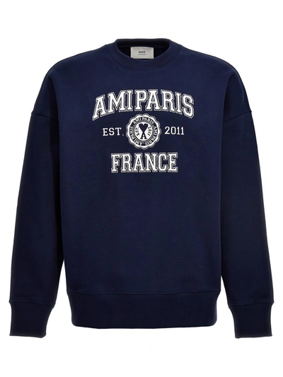 Shop Ami Alexandre Mattiussi Logo Embroidery Sweatshirt In Blue