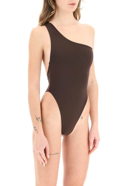 Shop Louisa Ballou 'plunge' One-piece Swimsuit In Brown
