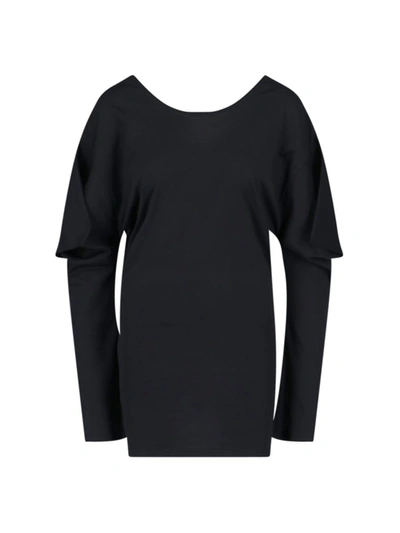 Setchu Draped-detail Mini Dress In Black