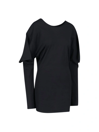 Setchu Draped-detail Mini Dress In Black