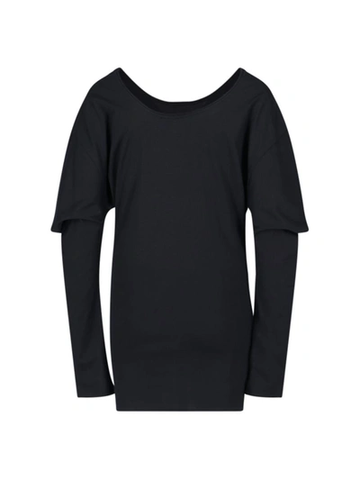 Setchu Draped-detail Mini Dress In Black