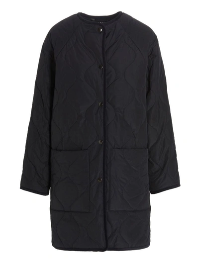 Shop Kassl Editions Quilted Long Jacket In Blue