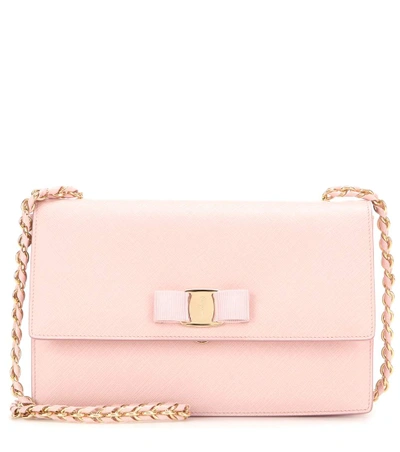 Ferragamo Medium Ginny Calfskin Shoulder Bag In Bonbon Pink/gold