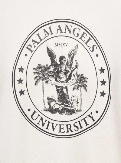Shop Palm Angels White College Classic Crewneck Sweatshirt In Cotton Woman