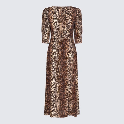 Shop Rixo London Rixo Dark Brown Viscose Dress In Bohemia Leopard