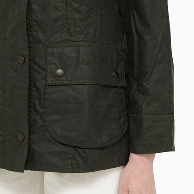 Shop Barbour Beadnell Wax Sage Jacket In Green