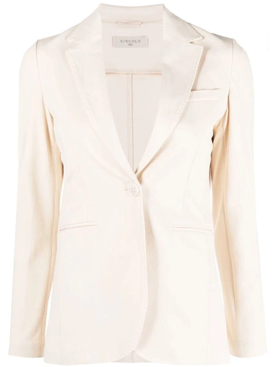 Shop Circolo 1901 Piquet Cotton Single-breasted Jacket In White