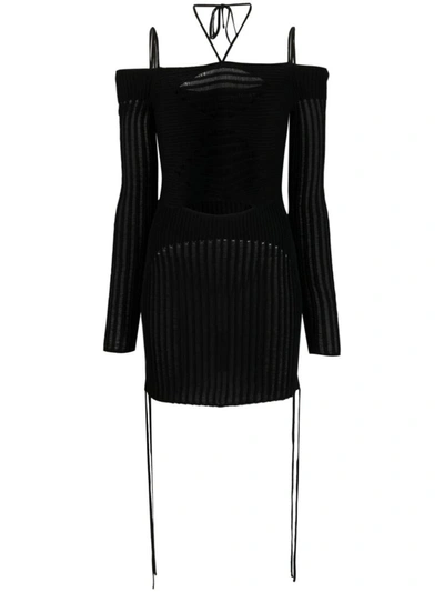 Andrea Adamo Andreādamo Knit Ribbed Mini Dress In Black