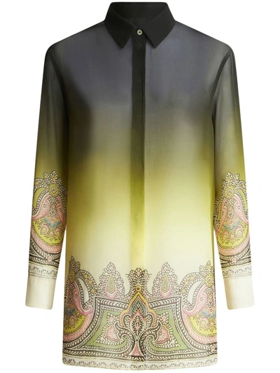 Shop Etro Paisley-print Shirt In <p>paisley-print Silk Shirt From  Featuring Multicolour, Silk, Gradient Effect, Paisley Print, C