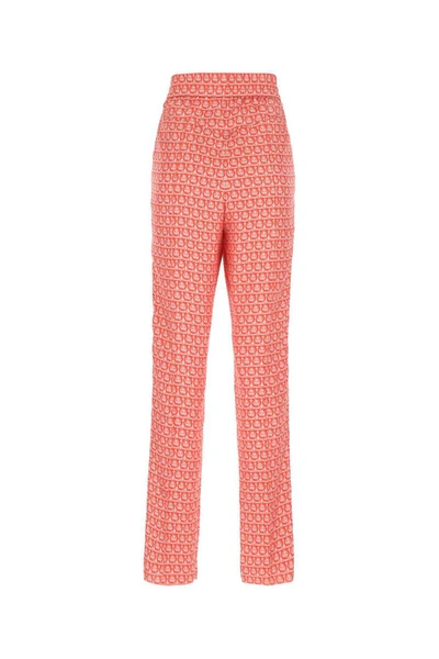 Ferragamo High-waisted Trousers In Printed
