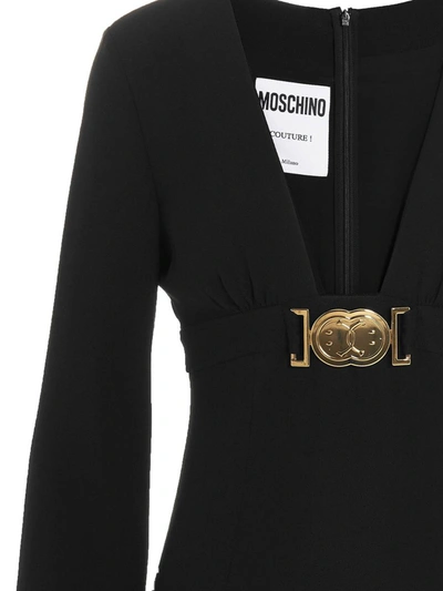 Shop Moschino ‘smiley' Buckle Dress In Black