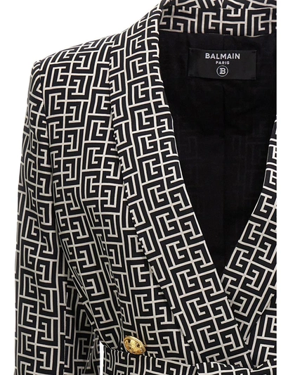 Shop Balmain Monogram Blazer Jacket In White/black