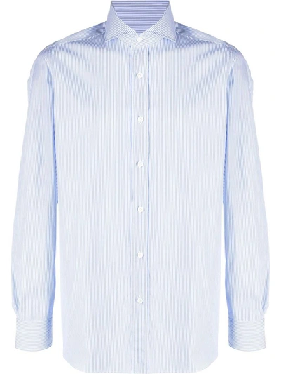 Shop Borrelli Cotton Shirt In Clear Blue