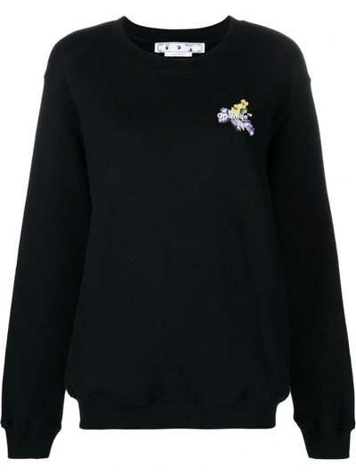 Shop Off-white Flower Arrow Embroidered Crewneck Sweater In Black