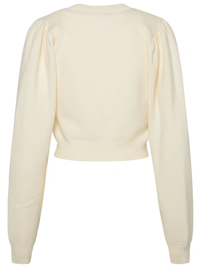 Shop Alessandra Rich Ivory Wool Cardigan In White