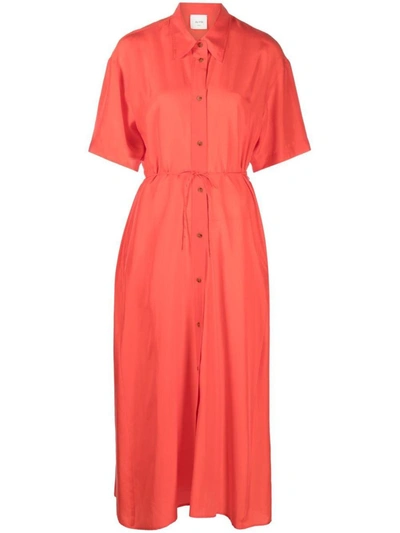 Shop Alysi Long Shirt Dress In Red