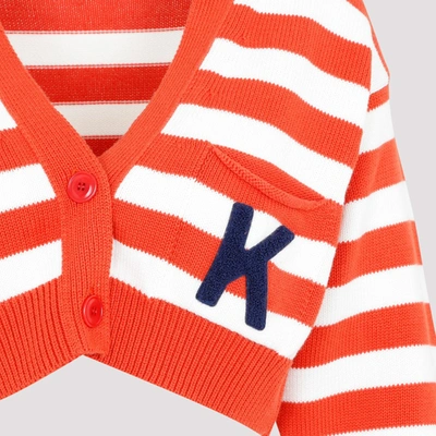 Shop Kenzo Nautical Stripes Cardigan Sweater In Red