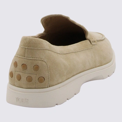 Tod's Suede Round Toe Slippers With Rubber Sole In Metallic