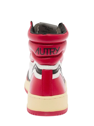 Shop Autry High Top Multicolor Leather  Sneaker  Man In Red