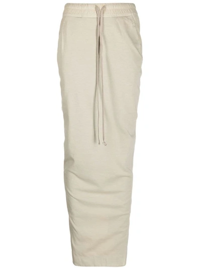 Shop Rick Owens Drkshdw Drawstring Long Cotton Skirt In Grey