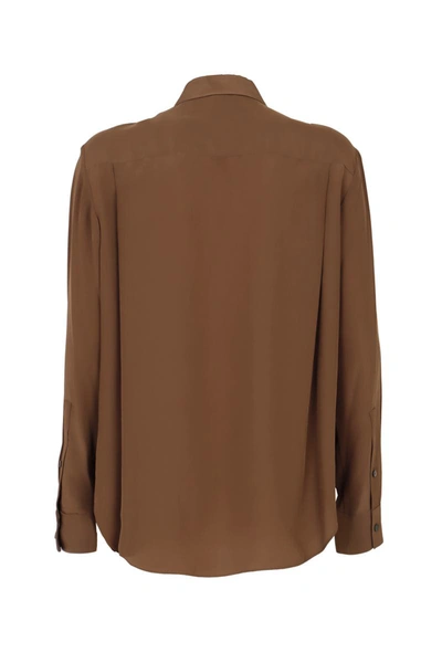 Shop Theory Classic Viscose Shirt In Brown