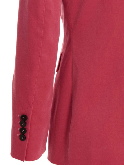 Shop Alberto Biani Double-breasted Velvet Blazer Jacket In Fuchsia